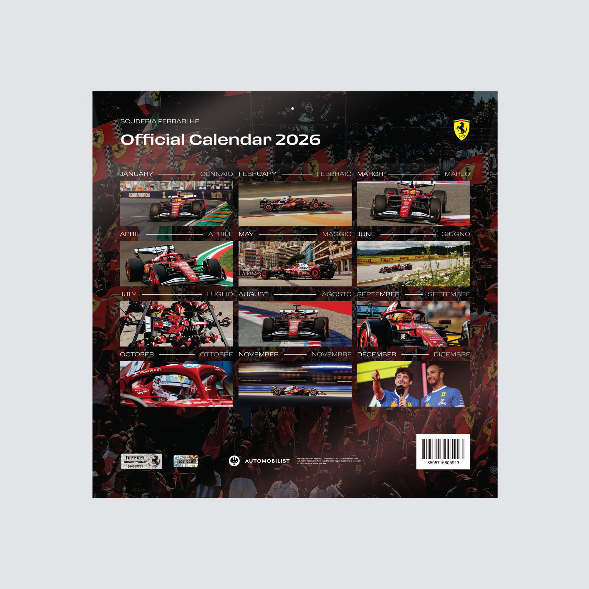 Official 2026 Scuderia Ferrari HP Wall Calendar