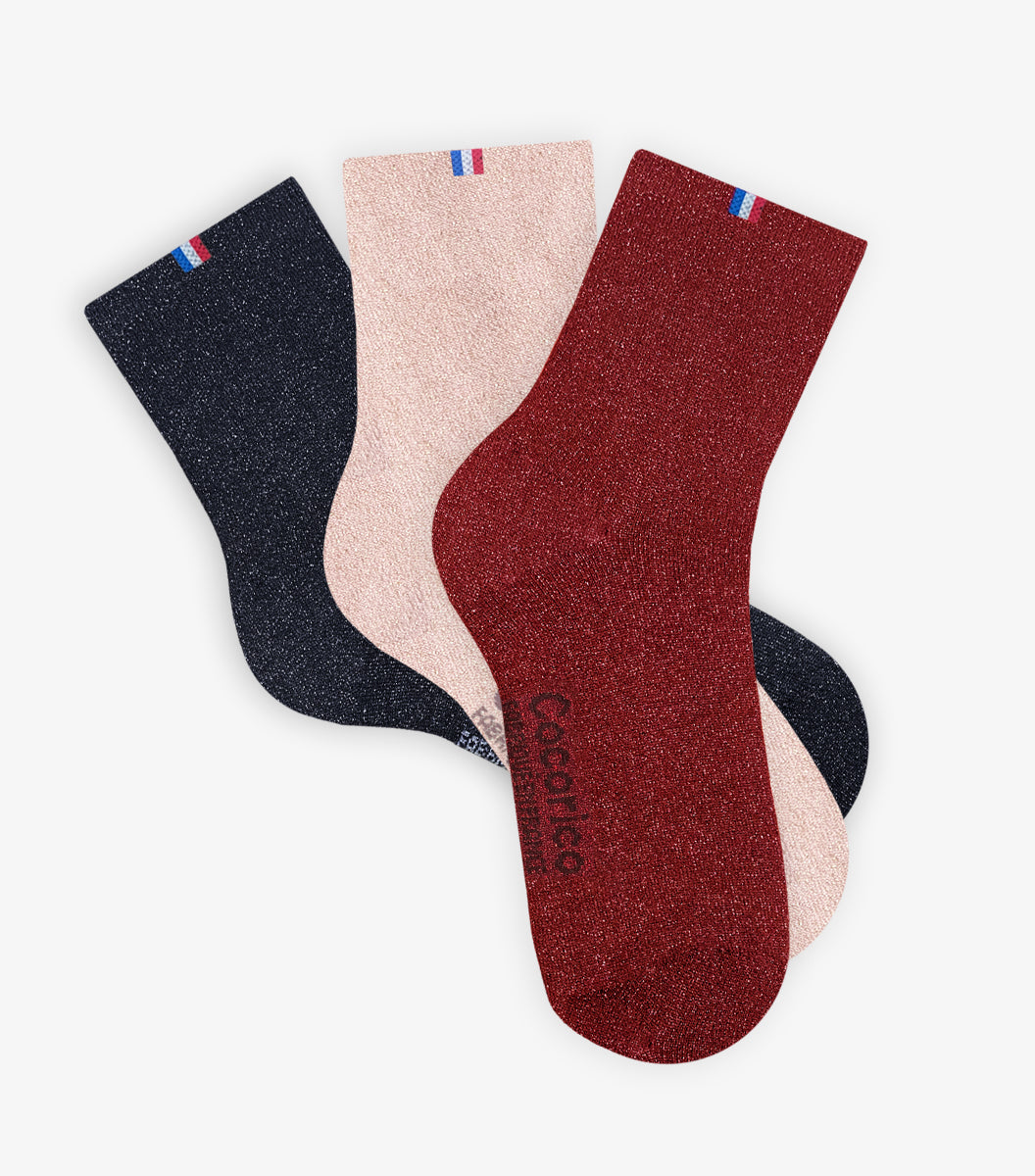 Chaussettes Femme x3 - Pack à Paillettes