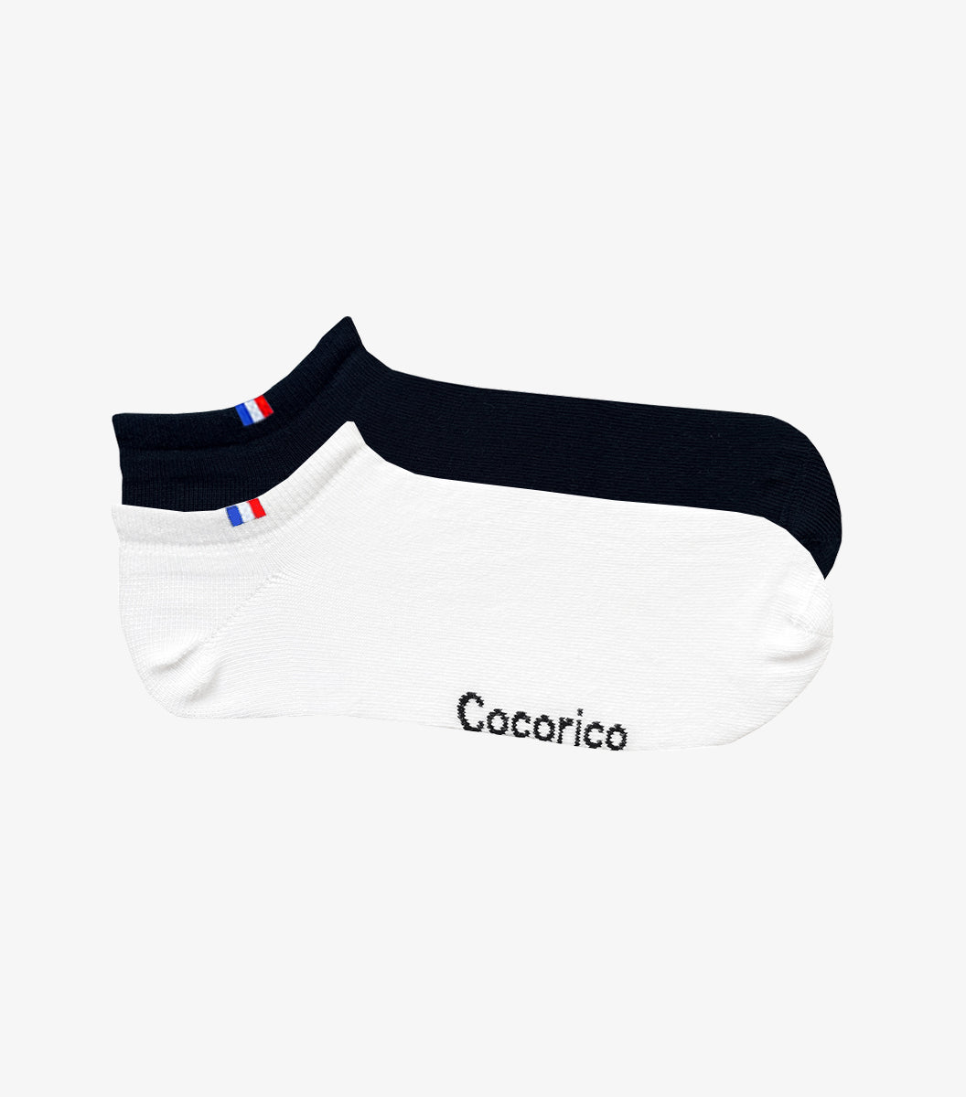 Chaussettes Homme x2 - Pack Invisible Noir/Blanc
