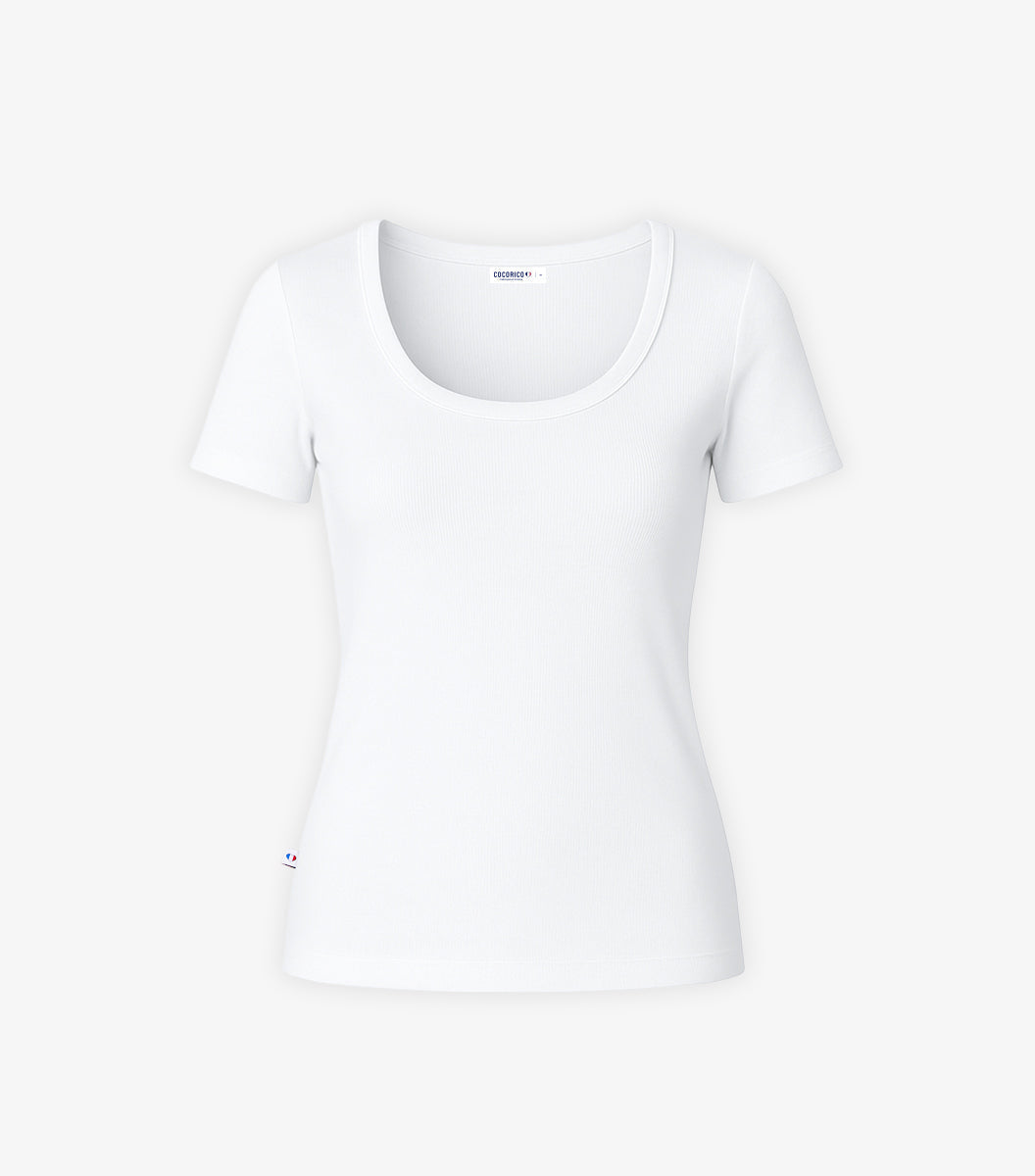 T-shirt Femme Côtelé Blanc - Intemporel