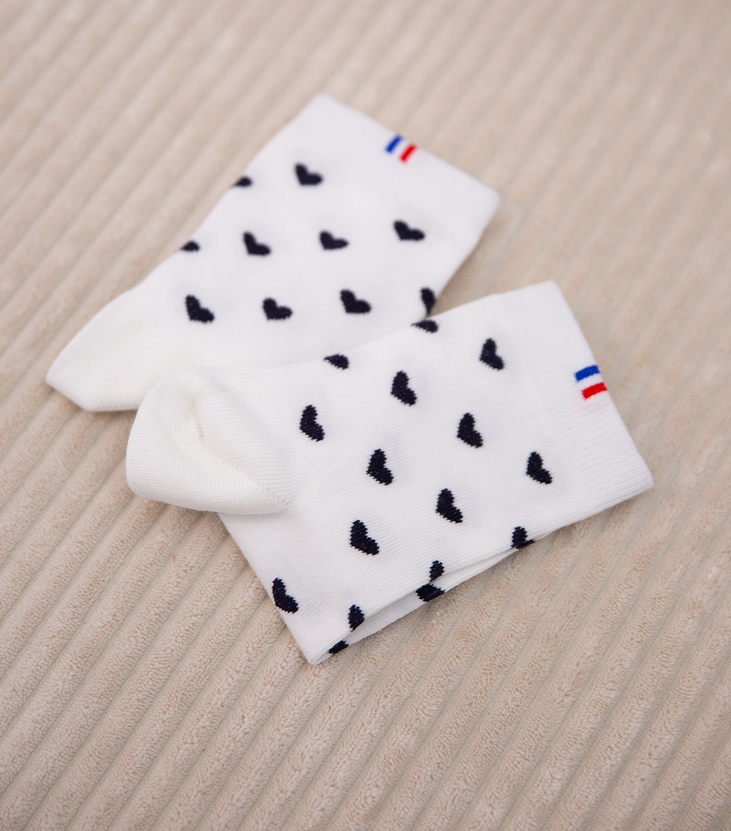 Chaussettes Femme x2 - Pack Cœur Noir