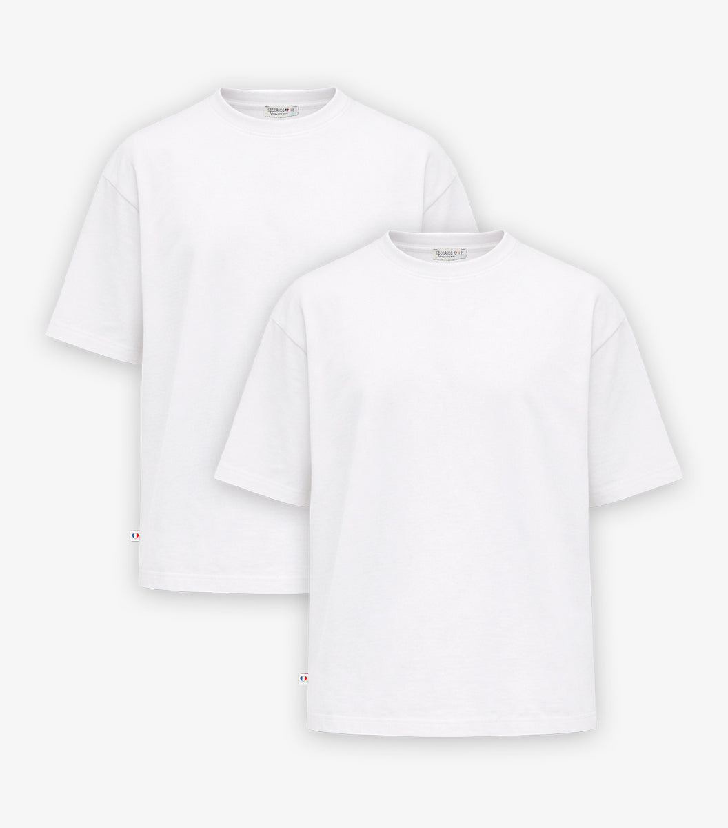 T-shirt Oversize Homme Blanc x2 - Pack Intemporel