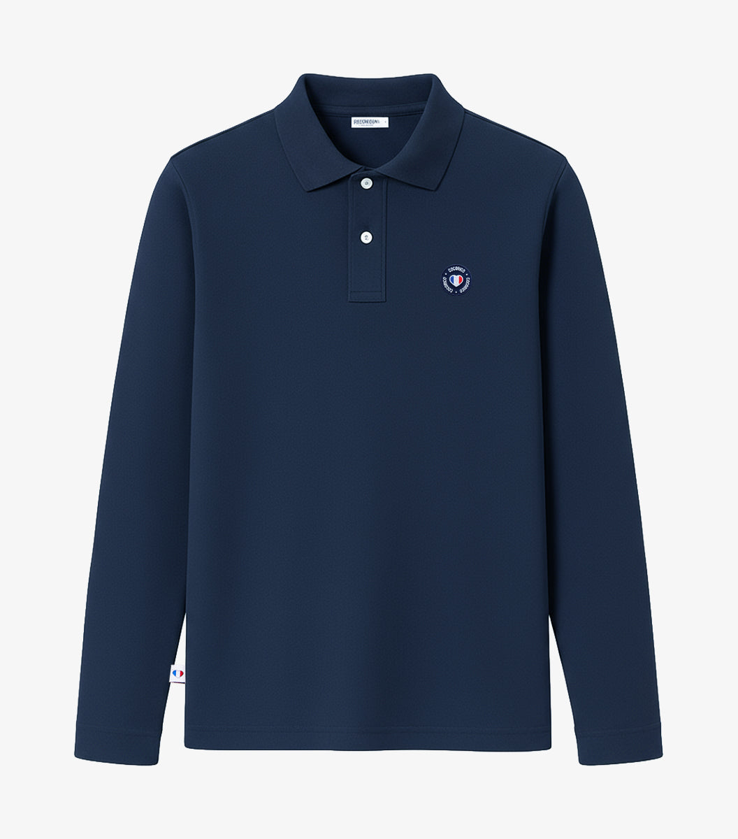 Polo Homme Manches Longues Marine - Blason