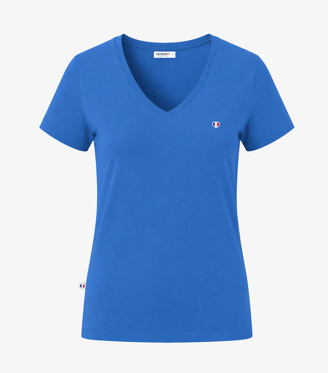 T-shirt col V Femme Bleu Riviera - Iconique
