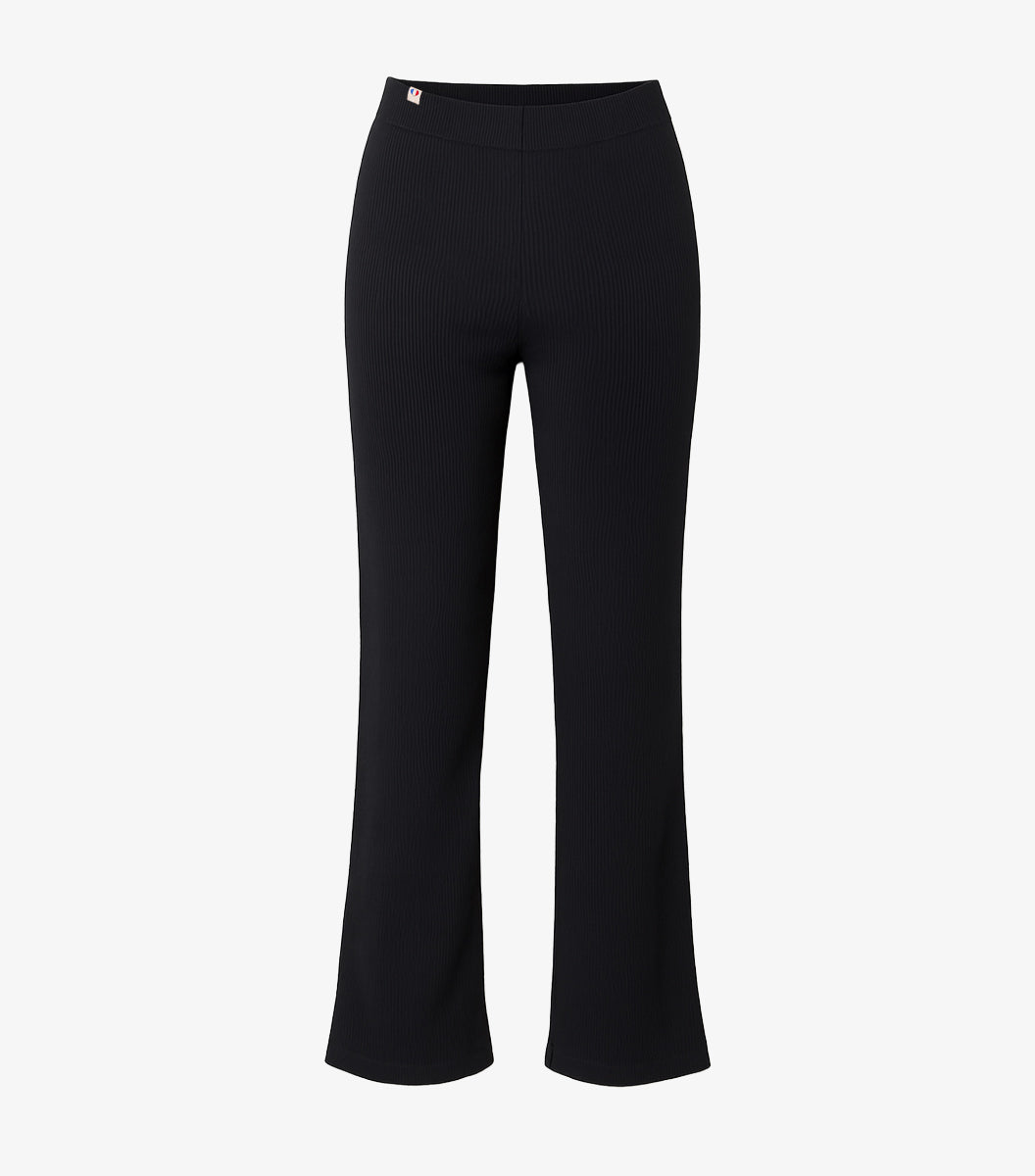 Pantalon Maille Côtelée Femme Noir - Intemporel