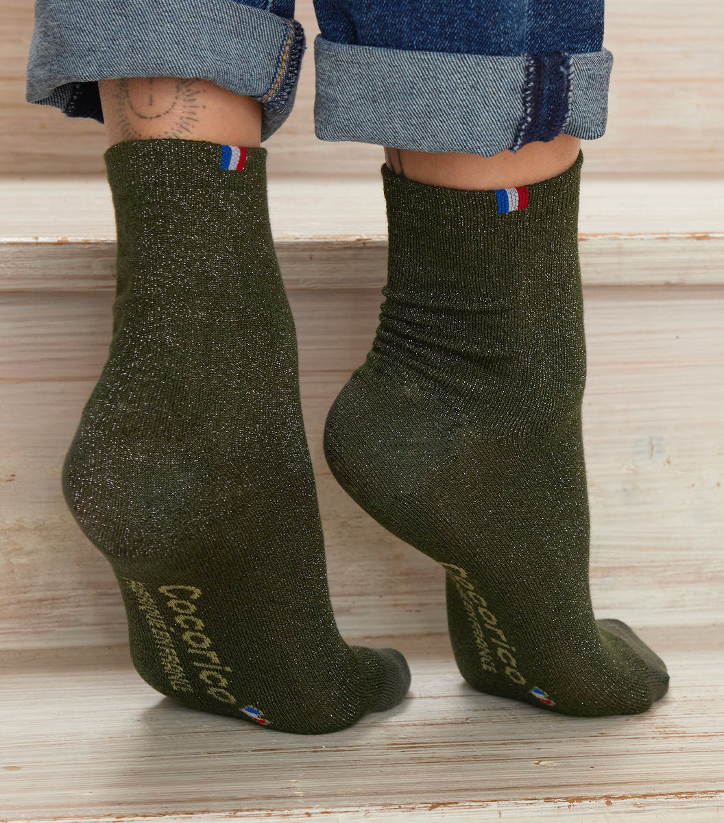 Chaussettes Femme Paillettes Vertes