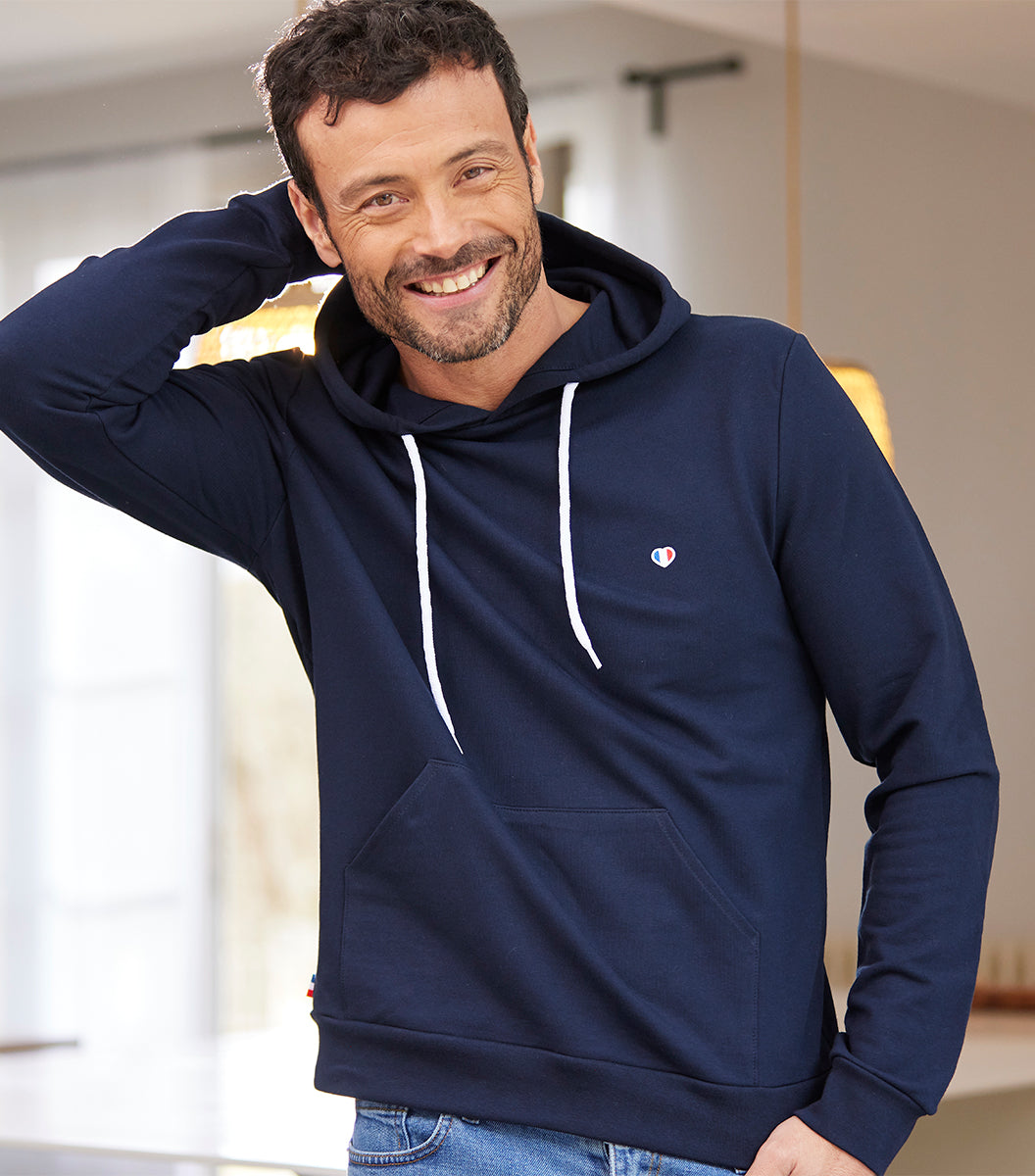 Sweat à capuche Homme Marine - Iconique