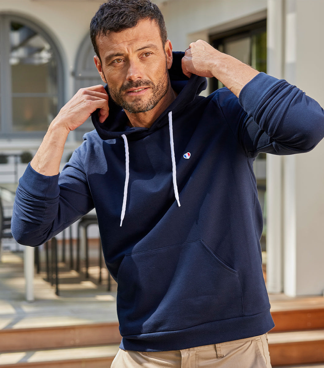 Sweat à capuche Homme Marine - Iconique