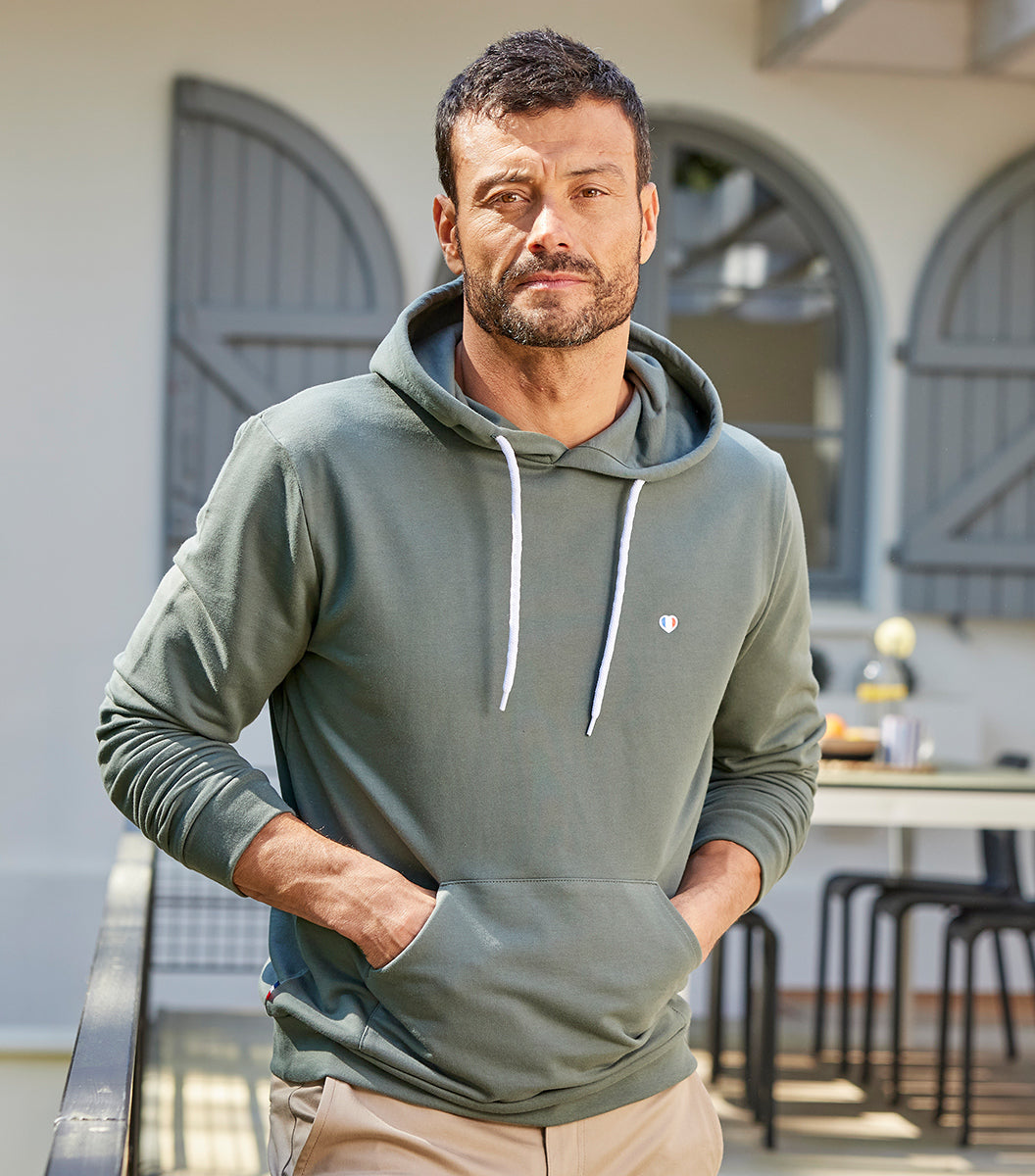 Sweat à capuche Homme Sauge - Iconique